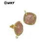 WT-JFE120 Exquisitos Pendientes Cuadrados de Colores Piedra Pequeño Tesoro Borde de Circonita Pendientes Superiores Accesorios Pendientes