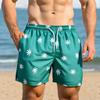 Shorts Masculino de Pongee com Estampa Digital de Quatro Partes e Cadarço Tamanho Europeu Moda Casual Roupa de Férias na Praia