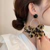 Pendientes de Aro Grande con Estampado de Leopardo Exagerado Europeo y Americano Pendientes Cuadrados Incrustados con Piedras Preciosas Sintéticas Venta al por Mayor Transfronteriza de Aliexpress
