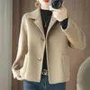 Abrigo Casual Simple de Lana 100% Doble Faz 2026 Otoño e Invierno Nuevo Estilo Cuello de Traje Holgado Adelgazante Chaqueta Engrosada