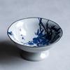 Prato Alto Chinês Prato de Frutas Porcelana Azul e Branca Retrô Prato de Cerâmica para Lanches Prato de Frutas Sala de Estar Doméstica Prato Simples de Buda