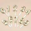Novo Criativo Bolo de Aniversário Festa Feliz Aniversário Decoração Tridimensional Ouro Diamante Inserções de Vela Número Grande