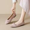 Weiwei Girl 313-22 Zapatos Planos Franceses para Mujer con Lazo, Boca Baja de Ballet, Gamuza Suave, Zapatos Tipo Frijol para Mujer