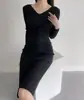 Elegante e feminino, vestido suéter longo sexy acima do joelho, justo ao corpo e que valoriza a silhueta, vestido de malha bodycon para mulheres no outono e inverno