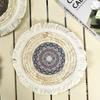 Mantel Redondo Estilo Bohemio Tejido de Mazorca con Borla Resistente al Calor Vajilla para Casa de Huéspedes Decoración de Mesa para Taza de Té
