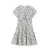 Amazon 2024 Verano Transfronterizo Europeo y Americano para Mujer Vestido de Manga Corta con Cuello Redondo Estampado Floral Falda Mujer M56777