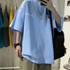 Moda Nacional Camiseta Americana masculina ins tendência manga curta design estampado senso de design nicho oversized manga meia estação top de verão roupas