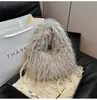 Bolso de Mano de Felpa para Mujer Otoño e Invierno Transfronterizo, Elegante Bolso de Noche de Gran Capacidad, Bolso tipo Dumpling de Piel para Hombro, Bolso de Mano