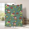 Manta Popular de Cuatro Estaciones Transfronteriza de Comercio Exterior Verde Navideño Peluda Grinch Manta de Franela Manta para Siesta con Aire Acondicionado