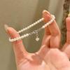 Pulsera de plata de ley con forma de concha y perla para mujer S925, sencilla, de alta gama, con exquisito colgante de moda, joyería de circonita retro