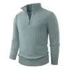 Comércio exterior Amazon transfronteiriço tamanho europeu suéter de malha masculino, blusa básica casual jovem, top quente com zíper parcial e gola alta