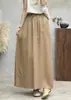 Falda Larga Casual Recta de Verano 2026, de Cintura Alta, Adelgazante, con Caída, Cintura Elástica y Elegante Abertura Trasera