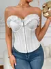 Corsé strapless para ceñir la cintura para usar sobre la ropa, estilo europeo y americano, encaje, sexy, chica hot, estilo de deseo puro, top moldeador de ballenas, corte ajustado