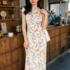 Vestido Largo sin Mangas de Color Artístico Retro para Verano 2026 con Pliegues, Elegante Vestido de Corte Entallado