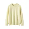 Nueva colección de otoño e invierno: suéter pullover de punto grueso de cinco agujas, cuello redondo, manga larga, mezcla de cachemira, corte holgado, hombros caídos, color liso versátil