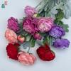 Rosa de té de 3 cabezas en flocado Qianzi Lulian, arreglo escénico, paisaje, flores falsas, boda romántica, arreglo floral de camino, flores de simulación
