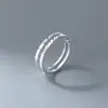 Anillo de Plata de Ley S925 Nalan Exquisito Minimalista Estilo Ins Diseño de Nicho Doble Capa Grabado Biselado R03312