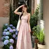 Vestido Floral 2026 Feminino Acinturado Nicho Tie-Dye Alça Fina Longo