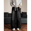 Pantalones vaqueros vintage lavados y desgastados de alta calle americana unisex para otoño e invierno, corte holgado, versátiles, con caída, pantalones de moda con cordón