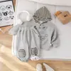 26 Conjunto Cálido de Peluche de Dibujos Animados para Niños Nuevo Estilo Coreano Oso de Dibujos Animados Sudadera con Capucha de Forro Polar de Una Pieza Conjunto Cálido Algodón de Colores