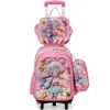 Mochila Escolar Transfronteiriça 3D Casca Dura Couro Concavo-Convexo Aluno do Ensino Fundamental Mochila de Rodinhas 5-12 Anos Desenho Animado Conjunto de Três Peças Mochila