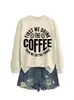 Primero bebemos la sudadera versátil personalizada de moda para otoño e invierno para mujer del sitio independiente Amazon eBay