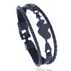 Pulseira de Couro com Fivela Punk Nova Mais Vendida Banhada a Preto Flecha Atravessando o Coração, Fornecimento Transfronteiriço, Joias para Estudantes de Couro Sintético