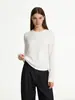 Camiseta Pulôver Manga Longa Slim Fit Gola Redonda 230g para Mulheres, Top Interno Justo com Estampa, Camiseta Feminina Slim Fit de Verão