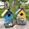 Pared de Productos Nuevos Transfronteriza Casa para Pájaros Montada en Pared Madera Maciza Exterior Nido de Pájaros para Jardín Decoración de Patio Nido de Pájaros Artesanías de Madera Adorno Colgante
