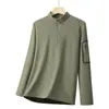 Moletom de Meio Zíper Novo de Alta Qualidade Outono e Inverno Tendência Masculina Casual Macio e Confortável Camiseta de Manga Longa Camisa Base Masculina