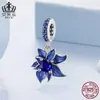 Aiful S925 Plata de Ley Colgante Misterioso Flor de Loto Azul DIY Moda Flor Cuentas Sueltas Cuentas para Joyería Accesorios para Cuentas