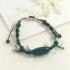 Pulsera de Cerámica Vintage Jingdezhen, Estilo Étnico Trenzado con Cuerda y Perlas, Joyería Hecha a Mano para Mujer con un Toque de Lujo Discreto