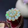 Anillo de Ópalo Natural Super Hermoso, Materiales Cuidadosamente Seleccionados a Mano, Hermosos Colores, Buenos Cristales y Lleno de Brillo como Fuego