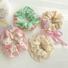 Goma para el pelo de niña con encaje de doble capa resistente, accesorio para el pelo de encaje fresco y delicado para niñas, coletero de princesa floral
