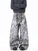 Jeans Versátiles para Hombre Estilo Retro Americano Desgastados Rasgados de Longitud Completa Camuflaje Pierna Ancha Jeans Scimitar de Calle Alta para Hombre
