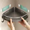 Prateleira de armazenamento para banheiro, prateleira de armazenamento de canto triangular para lavatório e vaso sanitário, montada na parede sem furar