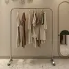 Estante de Exhibición de Acero Inoxidable para Tienda de Ropa, Estante Colgador de Ropa para Mujer de Pie y Montado en Pared, Estante de Barra Única con Ruedas Móviles