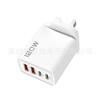 Cargador multiporto plateado 2PD 2USB cargador de doble enchufe tipo C para teléfono móvil Apple 15 Huawei