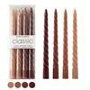 Juego/Caja de 4 Velas Cónicas Graduadas Retorcidas 25 cm Palitos Cónicos Coloridos Morandi Velas de Palo Largo Cónicas Espirales Espiral
