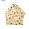 Camisa Retro Estilo Japonés Vintage Hawaiano Barroco Floral Pintura al Óleo Manga Corta Pareja Hombres Camisa Antigua