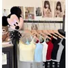 Camisola Adelgazante con Lazo y Dobladillo de Encaje, Top Corto para Chicas Calientes, Espalda Hermosa, Top Básico con Copas Fijas para Mujeres