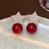 Pendientes de Borla de Estrella de Cinco Puntas Irregular de Nicho de Alta Gama Aguja de Plata Moda Pendientes de Zirconia Elegantes Pendientes con Sentido del Diseño