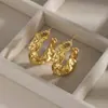 Pendientes Metálicos Irregulares Plegados Estilo Europeo y Americano de Plata 925, Nuevos Pendientes de Diseño de Lujo Ligero de Nicho Transfronterizo
