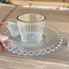 Conjunto de Doze Peças de Xícara e Pires para Café Turco, Conjunto de Xícara e Pires com Borboleta de Aparência Sofisticada, Luxo Acessível Vidro com Borda Dourada, 6 Xícaras e 6 Pires