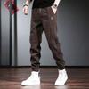 Calças Corduroy masculinas da moda marca all-match Primavera e Outono fino moda solta amarrado no tornozelo alongamento esportes calças casuais homens