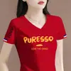 Camiseta básica de cuello en V para mujer de talla grande, camiseta de manga corta, top de manga corta para mujer, excedente de comercio exterior transfronterizo, marca