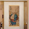 Nuevo Arte de Pared Estilo Chino para Atraer la Fortuna y Traer Bendiciones, Sala de Té Zen de Oficina, Pintura Decorativa para Entrada de Sala de Estar, Pintura Colgante en Rollo de Buda Maitreya