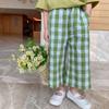 Pantalones casuales de primavera y otoño para mujer, estilo occidental para bebés, con personalidad para niños, estilo coreano de moda, pantalones anchos retro a cuadros populares en Internet.