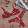 Conjunto de Lencería de Encaje Floral Retro Ultra Delgada, Sujetador Grande Realzador de Busto, Conjunto de Sujetador Pequeño de Reunión