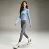 Jaqueta de yoga para o trajeto, conjunto de yoga feminino com gola alta, jaqueta com zíper que afunila a cintura, calça de yoga elástica de cintura alta para mulheres na academia